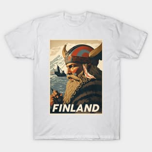 Finland Viking Vintage Travel Art Poster T-Shirt